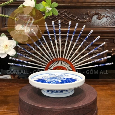 Bộ ấm trà sứ Bát Tràng 3 5 chén phong thủy sen bày ban thờ giá ưu đãi 60.500