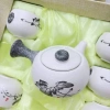 Bộ ấm trà sứ hoa sen - 6 chén gốm, hộp túi tặng biếu, ưu đãi 99.000 VND 5