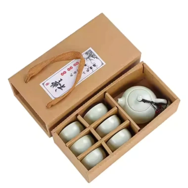 Bộ ấm trà sứ men thô cao cấp 1 ấm 6 chén - thiết kế tinh tế, hộp quà sang trọng, giá ưu đãi 76,160₫ 7