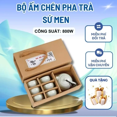 Bộ ấm trà sứ men thô cao cấp 1 ấm 6 chén - thiết kế tinh tế, hộp quà sang trọng, giá ưu đãi 76,160₫ 8