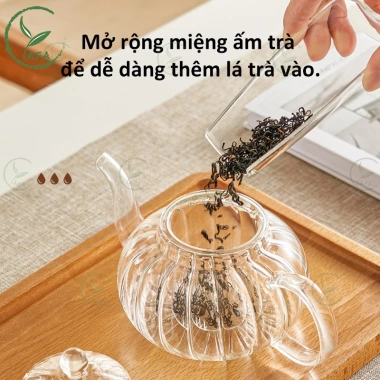 Bộ Ấm Trà Thủy Tinh 6 Chén + Đế Nến, Bình Trà 600ml Lọc Nóng - Giá Ưu Đãi 89.000đ