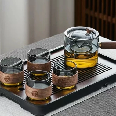 Bộ ấm trà thủy tinh chịu nhiệt cao, tách trà văn phòng không bỏng – Giá chỉ 432.000 VND 5