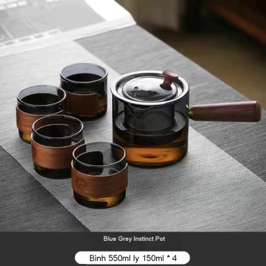 Bộ ấm trà thủy tinh chịu nhiệt cao, tách trà văn phòng không bỏng – Giá chỉ 432.000 VND 9