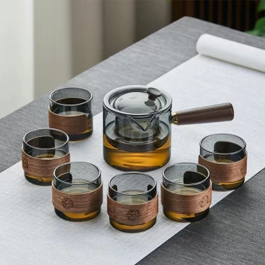 Bộ ấm trà thủy tinh chịu nhiệt cao, tách trà văn phòng không bỏng – Giá chỉ 432.000 VND 10
