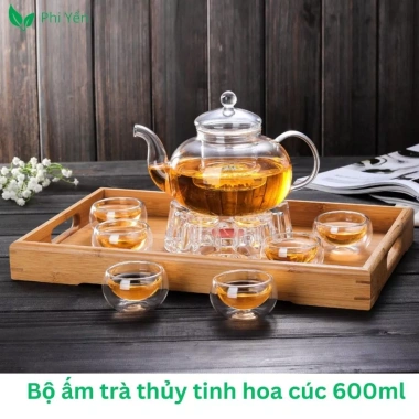 Bộ Ấm Trà Thuỷ Tinh Hoa Cúc 6 Chén Đế Nến - Sang trọng, Giá ưu đãi 68.900 4 Bộ Ấm Trà Thuỷ Tinh Hoa Cúc 6 Chén Đế Nến - Sang trọng, Giá ưu đãi 68.900 4