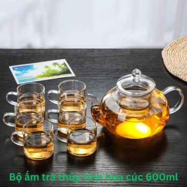 Bộ ấm trà thủy tinh hoa cúc chiếu nhiệt - Nhiều mẫu chọn, giá ưu đãi 69.000đ