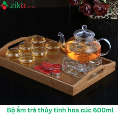 Bộ ấm trà thủy tinh hoa cúc chiếu nhiệt - Nhiều mẫu chọn, giá ưu đãi 69.000đ