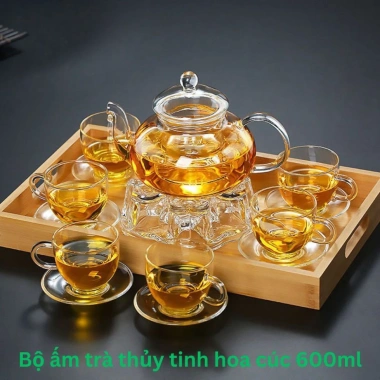 Bộ ấm trà thủy tinh hoa cúc chiếu nhiệt - Nhiều mẫu chọn, giá ưu đãi 69.000đ