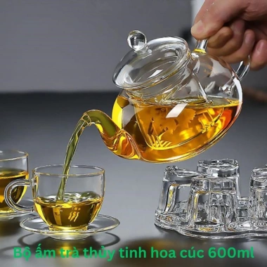 Bộ ấm trà thủy tinh hoa cúc chiếu nhiệt - Nhiều mẫu chọn, giá ưu đãi 69.000đ
