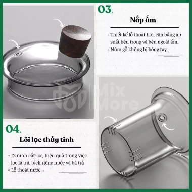 Bộ ấm trà thủy tinh Mixmore kèm khay – Thưởng trà tại nhà, phòng khách – Giá ưu đãi 390.000₫