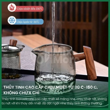 Bộ ấm trà thủy tinh Mixmore kèm khay – Thưởng trà tại nhà, phòng khách – Giá ưu đãi 390.000₫