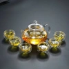 Bộ ấm trà thủy tinh trong suốt 600ml lõi lọc & đế nến sang trọng, giảm giá 155k 3