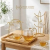 Bộ Ấm Trà Thủy Tinh Vảy Rồng Borosilicate Chịu Nhiệt Set Bình Ly Pha Trà Tay Cầm Vàng 90.000₫