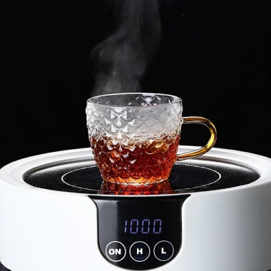 Bộ Ấm Trà Thủy Tinh Vảy Rồng Borosilicate Chịu Nhiệt Set Bình Ly Pha Trà Tay Cầm Vàng 90.000₫
