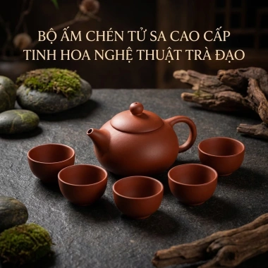 Bộ Ấm Trà Tử Sa Tinh Hoa Trà Đạo - Ấm Chén Gốm Bền Đẹp, Thưởng Trà Tuyệt Vời