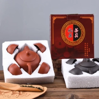 Bộ Ấm Uống Trà Zisha Elegance 4 Chén - Hộp Chống Sóc - Chén Gốm Nâu Đậm 60.822 VND