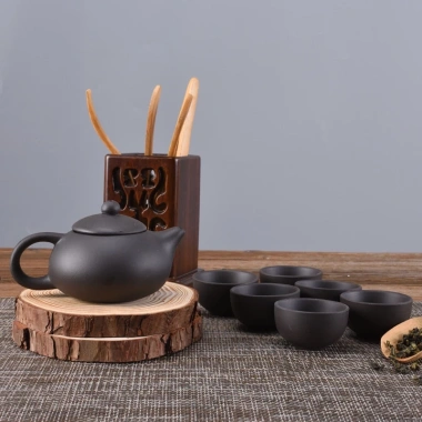 Bộ Ấm Uống Trà Zisha Elegance 4 Chén - Hộp Chống Sóc - Chén Gốm Nâu Đậm 60.822 VND