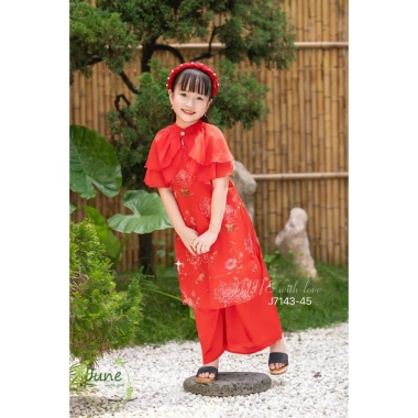 Bộ Áo Dài Bé Gái Cao Cấp Cách Tân JUNE D15 Mềm Mại Không kèm cài – Giá ưu đãi 260.400₫