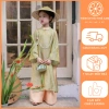 Bộ áo dài bé gái CÁT TƯỜNG màu cốm - áo dài Tết 2.026, giá 295k - nhà Cam C25.836