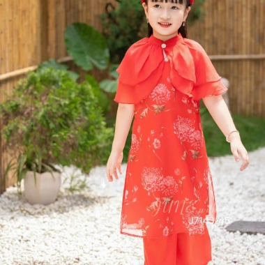Bộ Áo Dài Bé Gái Họa Tiết Cao Cấp JUNE Mềm Mại - Giá ưu đãi 301.000₫