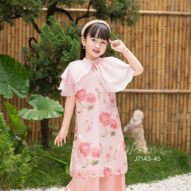 Bộ Áo Dài Bé Gái Họa Tiết Cao Cấp JUNE Mềm Mại - Giá ưu đãi 301.000₫