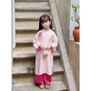 Bộ Áo Dài Bé Gái Hồng Gấm Đính Cúc - Áo Dài Trung Thu và Tết Cam C25.650 4