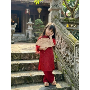 Bộ Áo Dài Bé Gái Lễ Hội Lụa Cao Cấp Size 10-30kg - Giá Ưu Đãi 185.380 VND