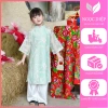Bộ Áo Dài Bé Gái Mẹ và Bé MB25.653 Vải Tơ Thêu Xanh Áo Dài Trung Thu Tết