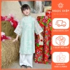 Bộ Áo Dài Bé Gái Ngọc Diệp ND25.653 Vải Tơ Thêu Xanh - Trung Thu & Tết 252.000