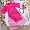 Bộ áo dài bé gái Tết 2.026 màu đỏ cách tân nơ lụa gấm size đại 43kg BIATON KIDS 2