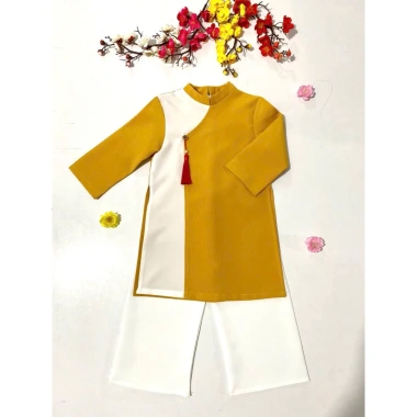 Bộ áo dài cách tân kèm quần trắng cho bé trai Thiết kế tết sang trọng, giá 87.500₫ 3