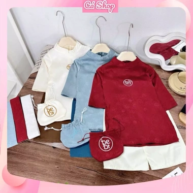 Bộ áo dài cách tân thọ chữ Tết 4 món cho bé trai - Giá ưu đãi 189.900đ