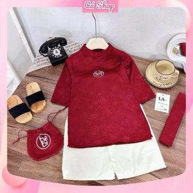 Bộ áo dài cách tân thọ chữ Tết 4 món cho bé trai - Giá ưu đãi 189.900đ