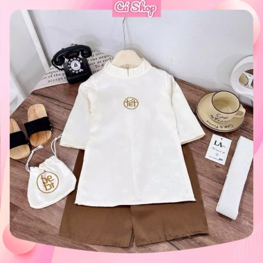 Bộ áo dài cách tân thọ chữ Tết 4 món cho bé trai - Giá ưu đãi 189.900đ
