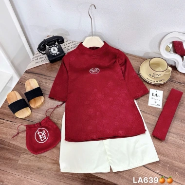 Bộ áo dài cách tân thọ chữ Tết 4 món cho bé trai - Giá ưu đãi 189.900đ