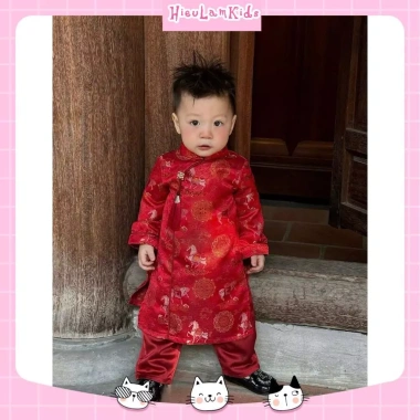 Bộ áo dài cách tân Tuấn Mã cho bé trai - Set lễ tết X278, giá chỉ 109.000đ