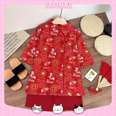 Bộ áo dài cách tân Tuấn Mã cho bé trai - Set lễ tết X278, giá chỉ 109.000đ