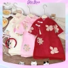Bộ áo dài cách tân Xuân Lan cúc tầu hoa thêu + bờm cho bé gái lễ tết 152.915₫
