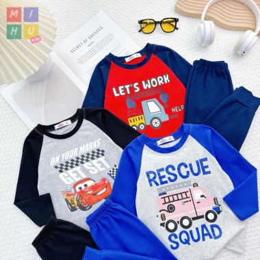 Bộ áo dài tay bé trai in hình xe cotton cao cấp, mềm thoáng mát, giảm giá 94.000₫ 6