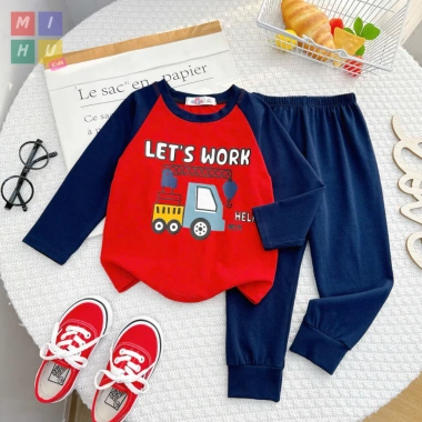 Bộ áo dài tay bé trai in hình xe cotton cao cấp, mềm thoáng mát, giảm giá 94.000₫ 8