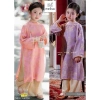 Bộ áo dài Tết bé gái lụa tằm pastel ánh kim - Giá ưu đãi 289k