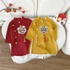 Bộ áo dài tết bé trai hình lân 9-23kg vải lụa sần mềm mịn - Giá ưu đãi 335.000đ
