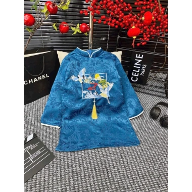 Bộ áo dài tết bé trai Kids IU gấm siêu sang, in sắc nét, đủ size, chỉ 399.000đ 5