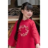 Bộ áo dài tết cúc chi cho bé gái - tơ lụa mềm mịn, tặng kèm bờm, giá chỉ 325.000 4