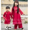 Bộ áo dài tết cúc chi cho bé gái - tơ lụa mềm mịn, tặng kèm bờm, giá chỉ 325.000 8