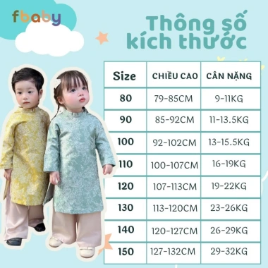 Bộ Áo Dài Tết Gấm FBABY 2 Lớp Vân Thỏ cho Bé Trai & Bé Gái – Chất liệu cao cấp, Giá ưu đãi 385.000đ 8