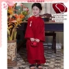 Bộ áo dài Tết Ngọc Linh bé gái 8-30kg, tơ lụa ánh kim, kèm vòng cổ, khanh và quần-140.000₫ 4