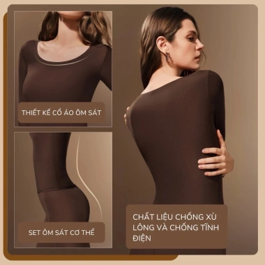 Bộ áo giữ nhiệt nữ siêu mỏng Santony 5.551 tăng 5°C, chống xù, chống tĩnh điện, tặng quần 3