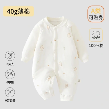 Bộ áo liền quần 40g Cotton ấm áp Thu Đông cho bé sơ sinh - Vải mỏng mềm mại 6