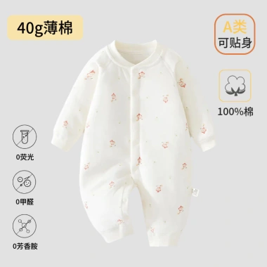 Bộ áo liền quần 40g Cotton ấm áp Thu Đông cho bé sơ sinh - Vải mỏng mềm mại 7